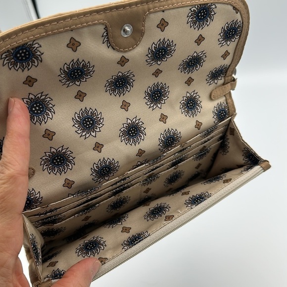 VERA BRADLEY Wildwood Wallet Twill Crossbody Tiger's Eye tan brown - Picture 7 of 12